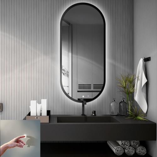 Lustro owalne w ramie z włącznikiem - OSKAR LED PREMIUM