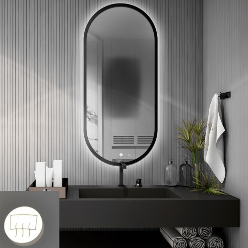 Lustro owalne w ramie z matą antyparową - OSKAR LED PREMIUM