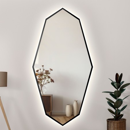 Decoratieve spiegel met scherpe organische vorm in frame met verlichting - RIOLIT IN LED FRAME