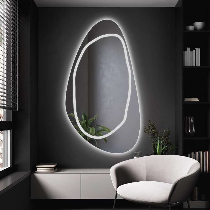 Onregelmatig gevormde spiegel met verlichting - SYDERYT LED III