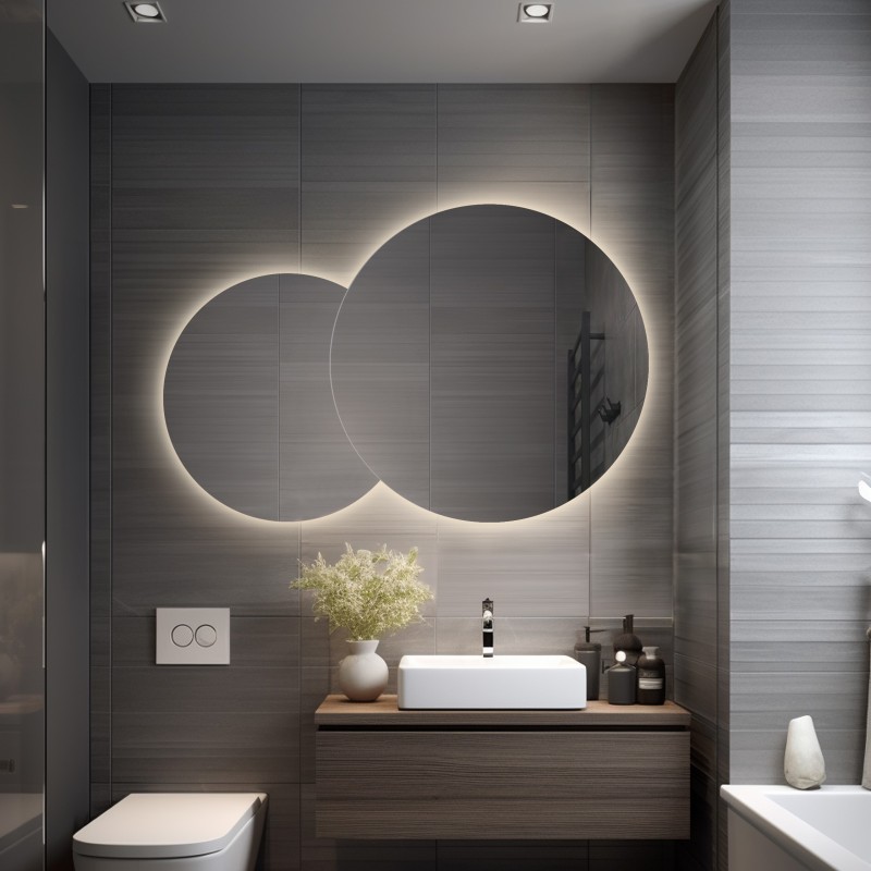 Jeu de miroirs ronds biseautés avec éclairage - UNIVERSE CUT LED I Jeu de miroirs ronds biseautés avec éclairage - UNIVERSE CUT LED I