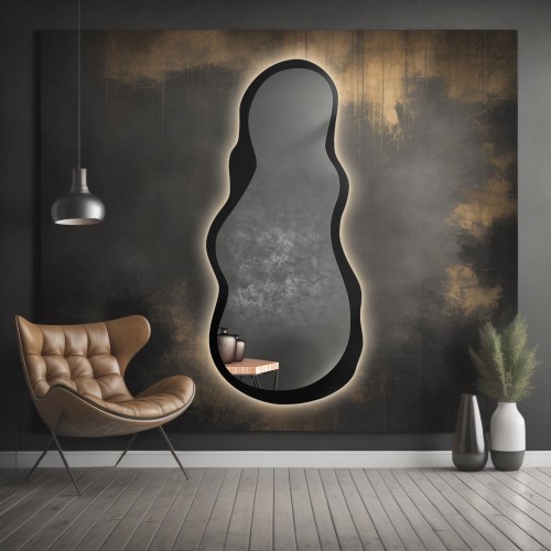 Lustro o nieregularnym kształcie w ramie mdf z podświetleniem- RISOL W RAMIE LED