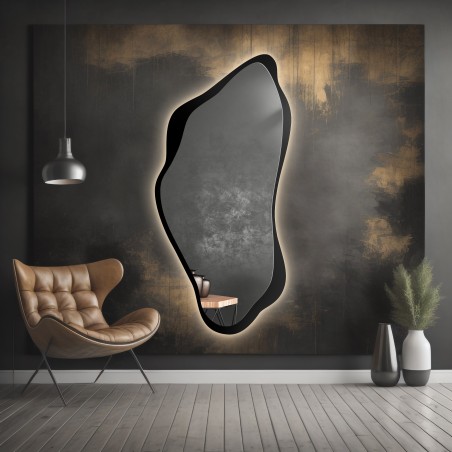 Onregelmatig gevormde spiegel in mdf lijst met verlichting - PIENA IN LED FRAME