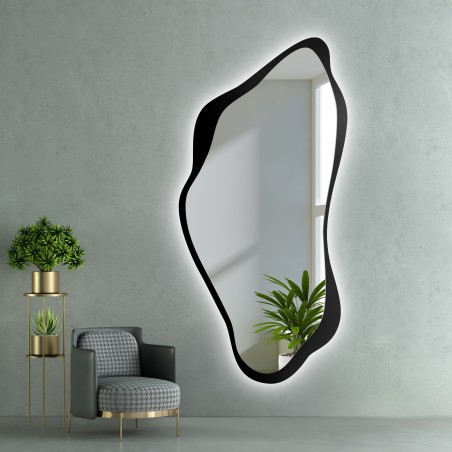 Onregelmatig gevormde spiegel in mdf lijst met verlichting - PIENA IN LED FRAME