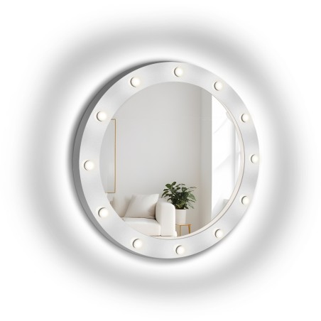 Miroir cosmétique rond avec ampoules dans un cadre en mdf - NEW YORK