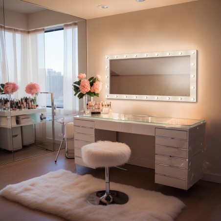 Miroir cosmétique rectangulaire avec ampoules dans un cadre en mdf - VEGAS