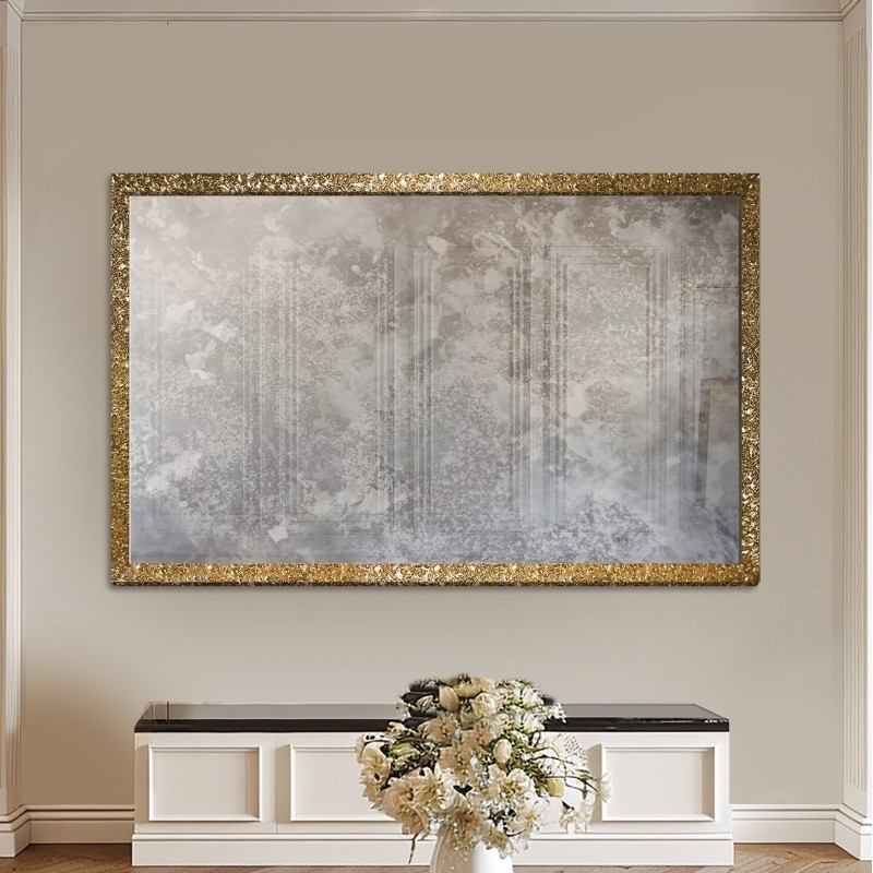 Miroir mural de luxe avec cadre doré et panneau vieilli – 8002002 – JULIA SILVER Miroir mural de luxe avec cadre doré et panneau vieilli – 8002002 – JULIA SILVER