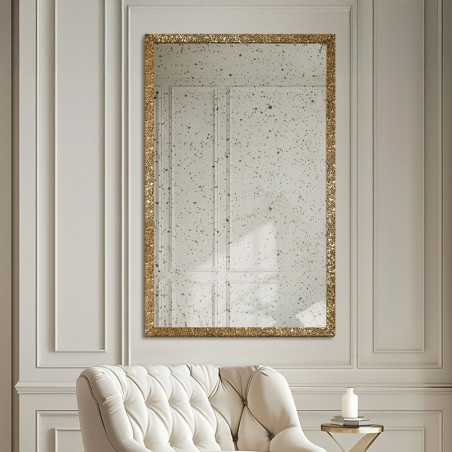 Luxe wandspiegel in gouden lijst met verouderd paneel – 8002002 – JULIA VINTAGE