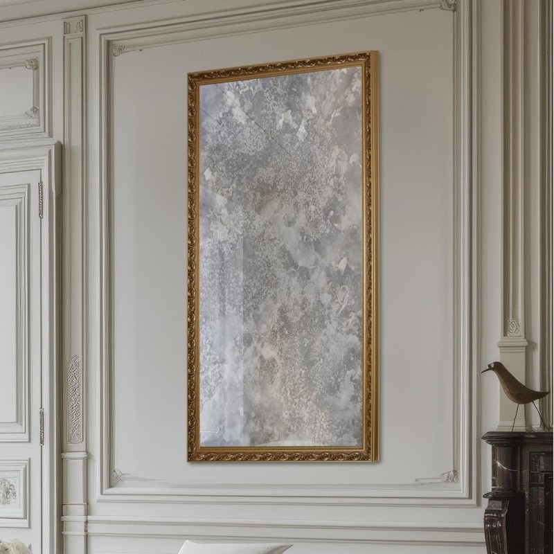 Luxe wandspiegel in sierlijke lijst met verouderd paneel - GUSTAV SILVER