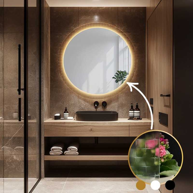 Miroir rond sur verre ornemental Master Flex avec éclairage - LUXORA FROSTED LED Miroir rond sur verre ornemental Master Flex avec éclairage - LUXORA FROSTED LED