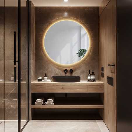 Ronde spiegel op ornamentglas Master Flex met verlichting - LUXORA FROSTED LED