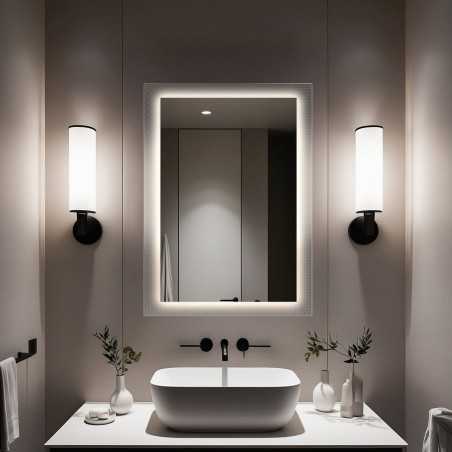 Rechthoekige spiegel op ornamentglas Master Point met verlichting - LUXORA SOLEIL LED