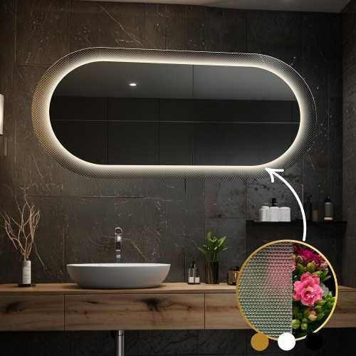 Ovale spiegel op ornamentglas Master Point met verlichting - LUXORA ORNATE LED