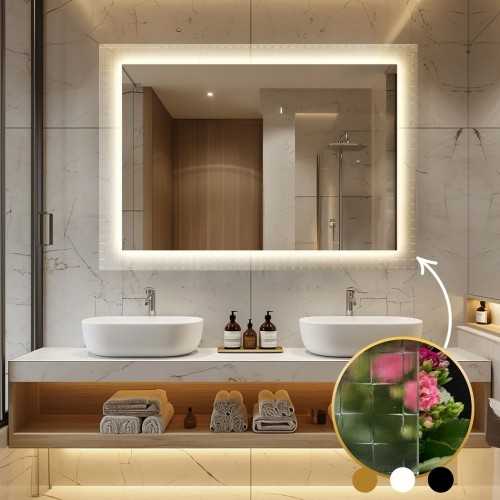 Rechthoekige spiegel op ornamentglas Master Flex met verlichting - LUXORA ETERION LED