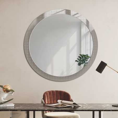 Decoratieve ronde spiegel op ornamentglas Master Flex - LUXORA FROSTED