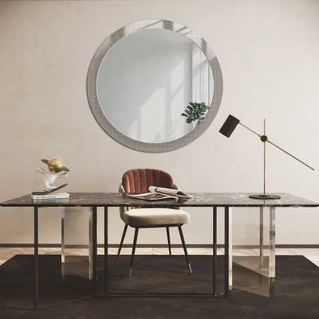 Decoratieve ronde spiegel op ornamentglas Master Flex - LUXORA FROSTED