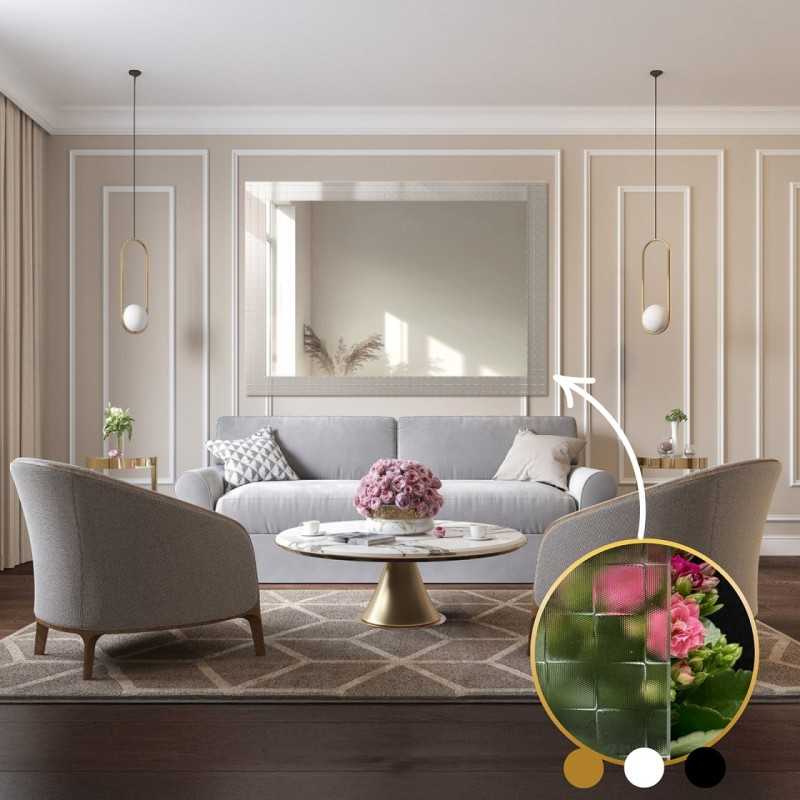 Decoratieve rechthoekige spiegel op ornamentglas Master Flex - LUXORA ETERION