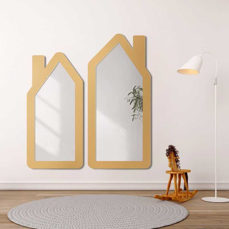Decoratieve wandspiegel voor een kind in een mdf lijst - HUISJES
