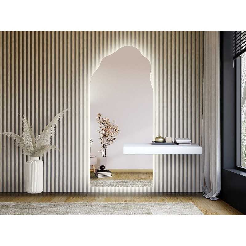 Miroir de forme irrégulière avec découpe d'armoire et éclairage - AURO 1 LED