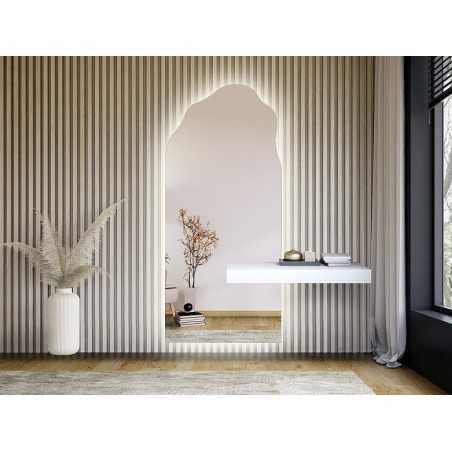 Miroir de forme irrégulière avec découpe d'armoire et éclairage - AURO 1 LED