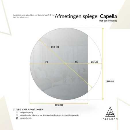 Ronde badkamerspiegel afgeschuinde kant met verlichting - CAPELLA LED afgeschuinde kant