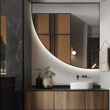 Kwartcirkel spiegel in lijst met verlichting - een kwart in een LED-lijst