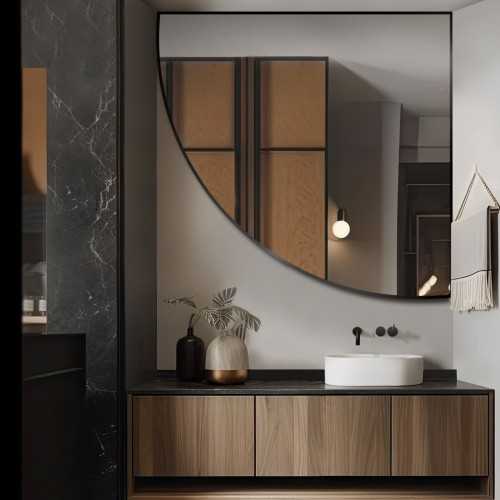 Miroir quart de cercle dans un cadre MDF - QUART DANS UN CADRE