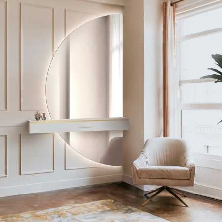 Halfronde spiegel in twee delen met verlichting - DOPPIO LED