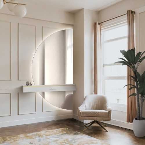 Miroir semi-circulaire en deux parties avec éclairage - DOPPIO LED
