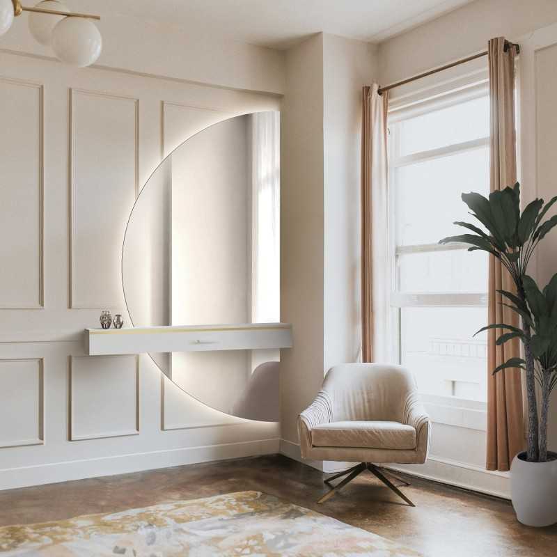 Halfronde spiegel in twee delen met verlichting - DOPPIO LED