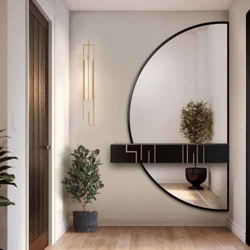 Miroir semi-circulaire en deux parties dans un cadre - DOPPIO IN A FRAME