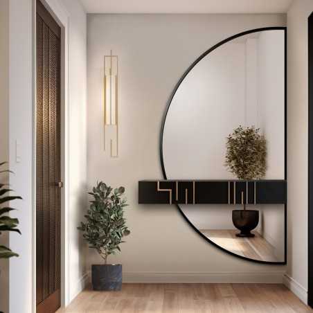 Halfronde spiegel in twee delen in een frame - DOPPIO IN EEN FRAME