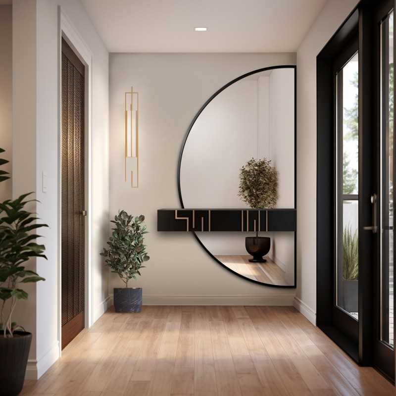 Halfronde spiegel in twee delen in een frame - DOPPIO IN EEN FRAME