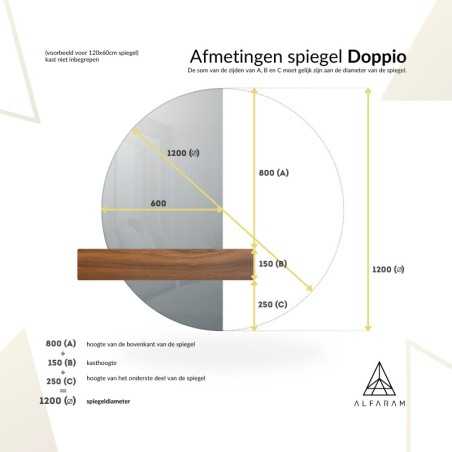 Halfronde spiegel in twee delen in een frame - DOPPIO IN EEN FRAME