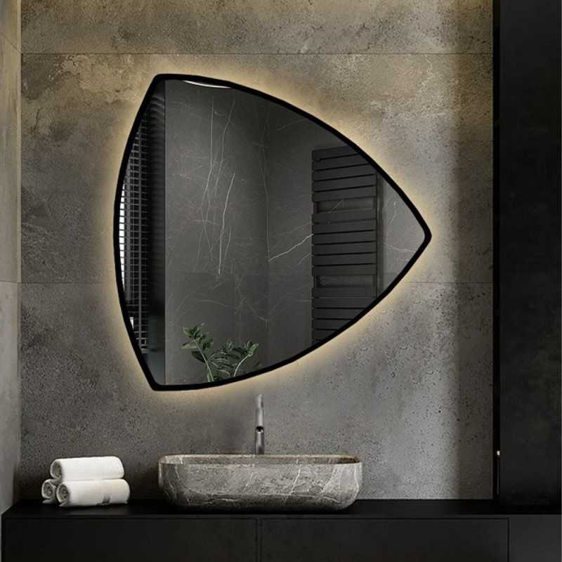 Driehoekige badkamerspiegel in lijst met verlichting - KARO IN LED FRAME