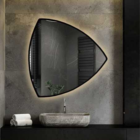 Driehoekige badkamerspiegel in lijst met verlichting - KARO IN LED FRAME