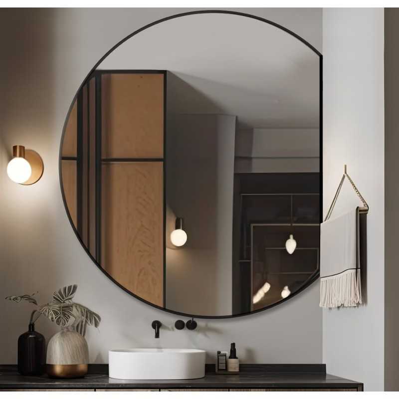 Ronde spiegel in matzwarte mdf lijst - OTTO met afgeschuinde zijkant