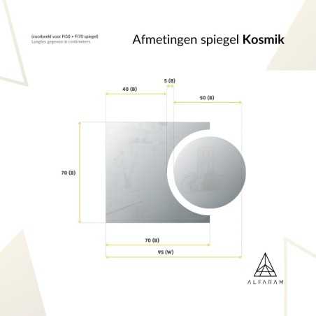 Set van cirkel en komeet badkamerspiegels met verlichting - KOSMIK LED