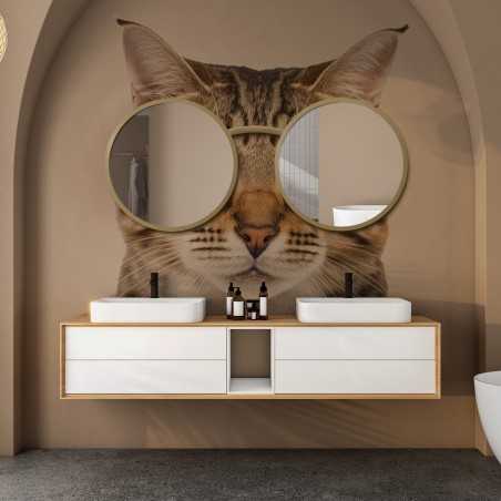 Set ronde spiegels kat in glas mdf - BRILLEN