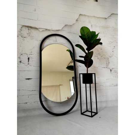 Ovale spiegel in zwart mat mdf lijst - OLIWIER - lijstkleur naar keuze