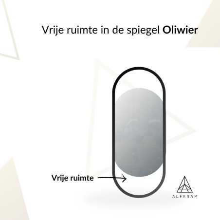 Ovale spiegel in zwart mat mdf lijst - OLIWIER - lijstkleur naar keuze