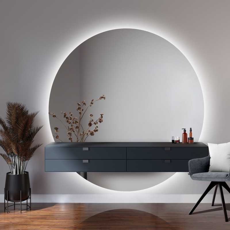 Ronde badkamerspiegel in twee delen met WIRO LED verlichting