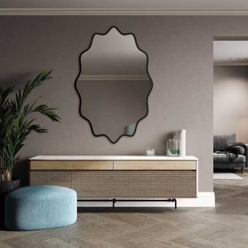 Elliptische spiegel in een golvende MDF-lijst – AQUARELLE ELVA