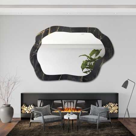 Miroir irrégulier sur marbre noir et doré – MARBLE VERDI