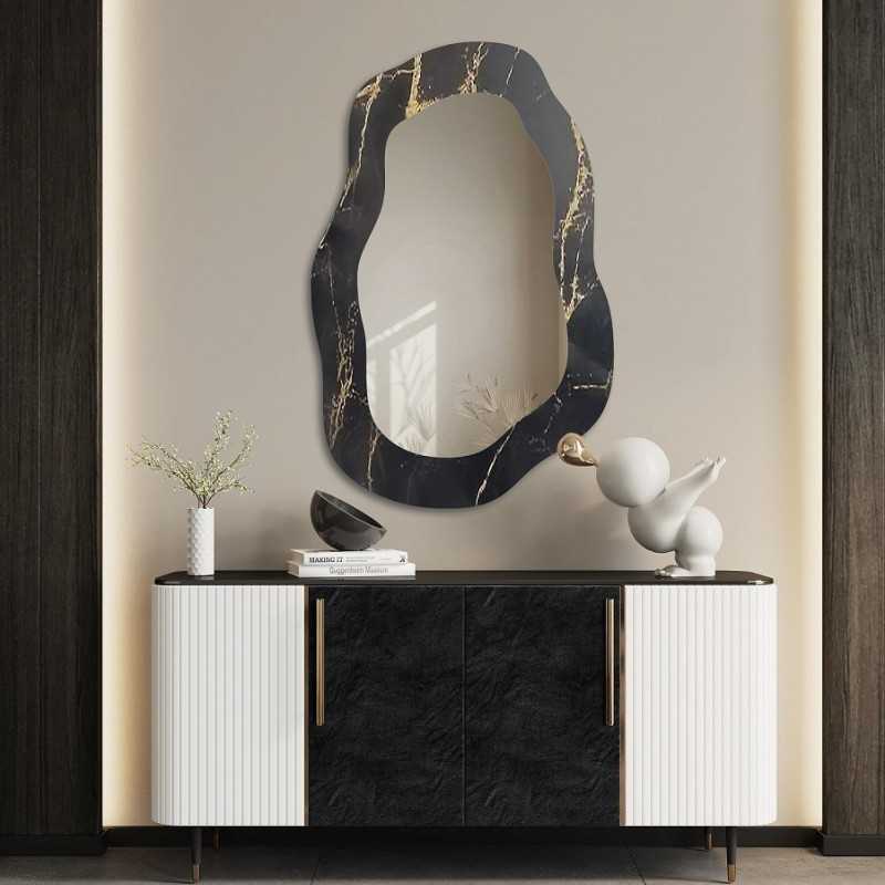 Onregelmatige spiegel op zwart-goud marmer – MARBLE NOCTO