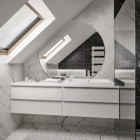 Ronde spiegel voor zolder met afgeschuinde zijkanten – OLGA