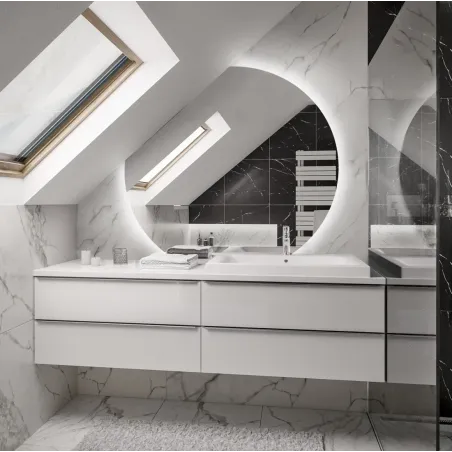 Ronde spiegel voor zolder met afgeschuinde zijkanten en LED-verlichting – OLGA LED