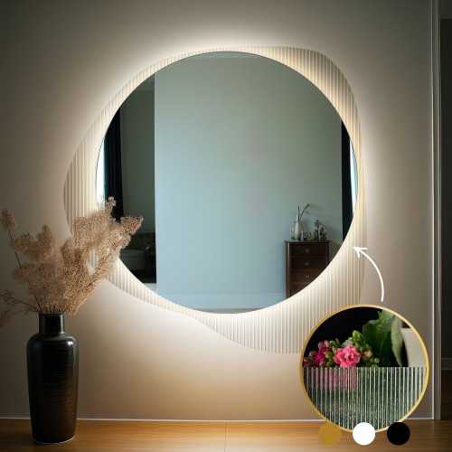 Spiegel op ornamentglas Estriado met verlichting - LUXORA ELEGRA LED