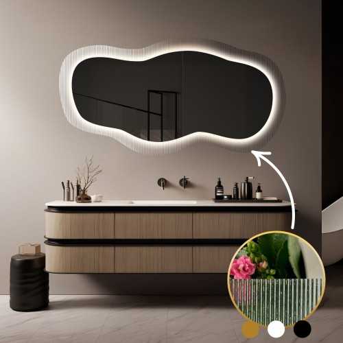 Spiegel op ornamentglas Estriado met verlichting - LUXORA GLASORI LED