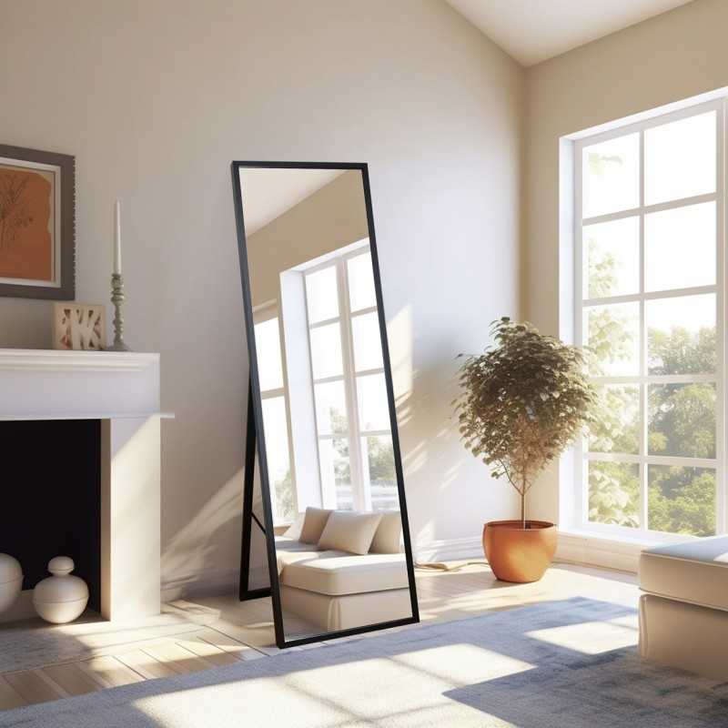 Staande spiegel voor kleedkamer in dunne houten lijst - 3005 - kleur van de lijst naar keuze